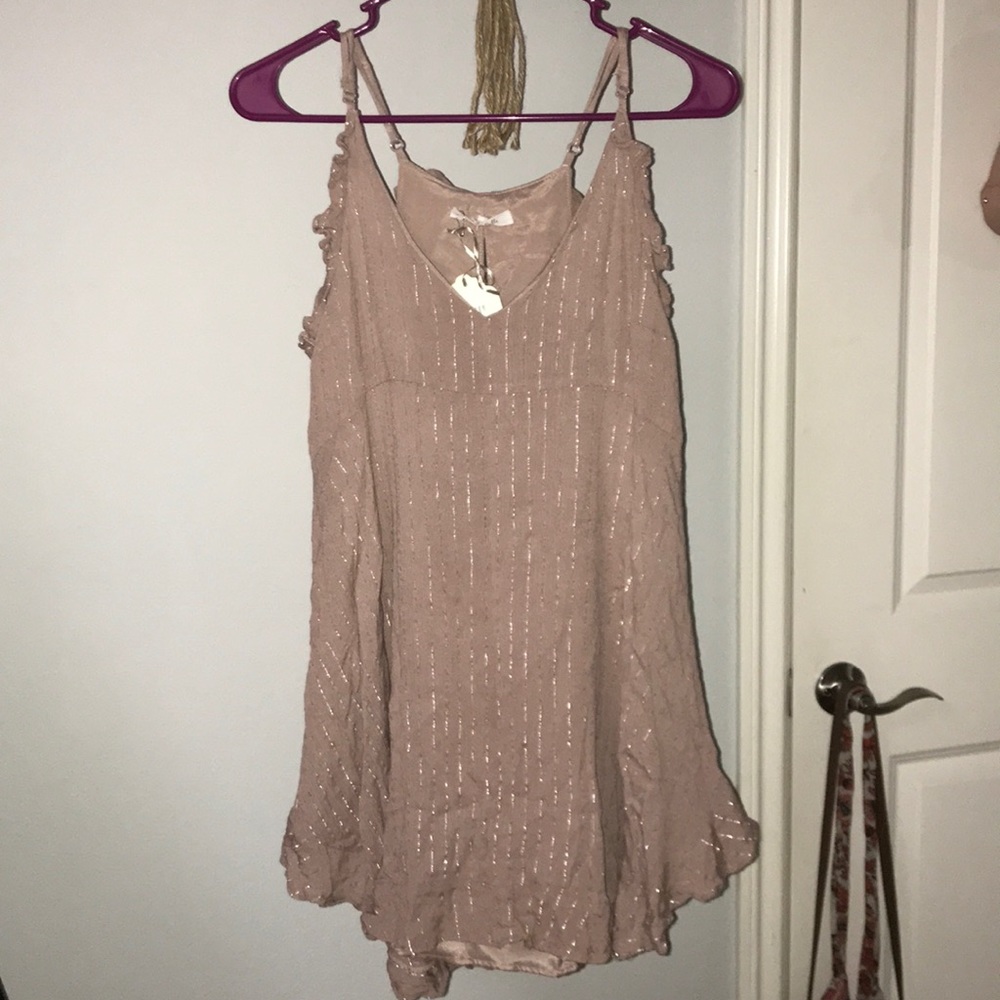 Slip dress with ruffle armhole